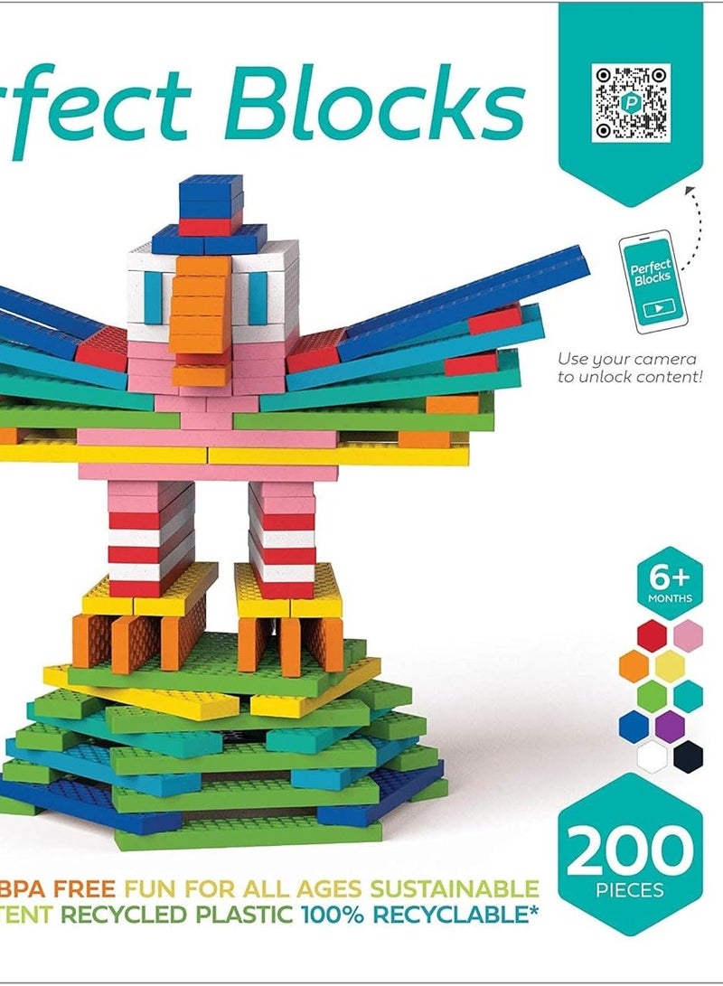 Tegu 200 Piece Perfect Blocks Building Set, Multicolor - Image 1